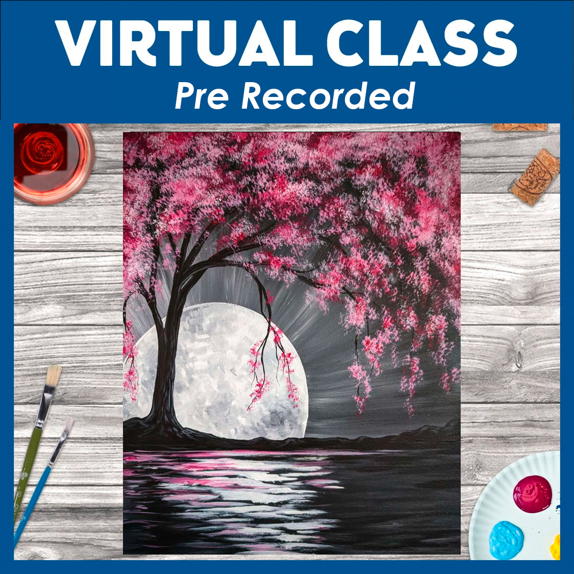 Moonlit Cherry Blossom Tree